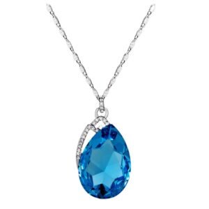 full diamond teardrop crystal necklace for women, long sweater chain, clavicle chain