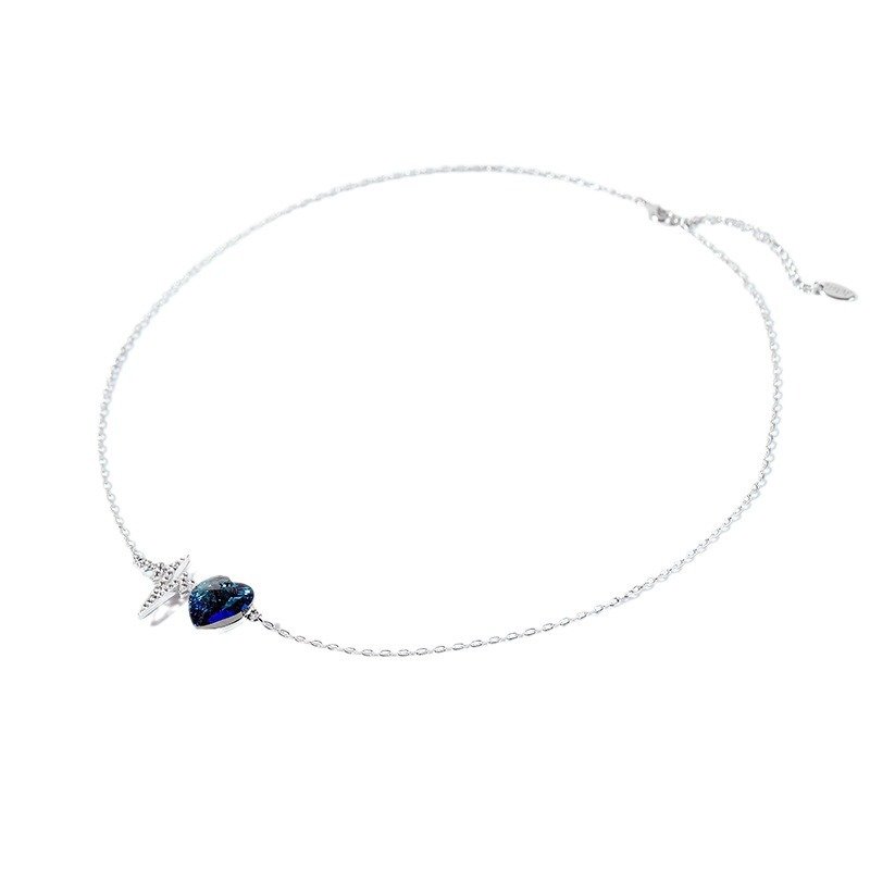 electrocardiogram heart shaped crystal necklace for women alloy clavicle chain neck chain electrocardiogram heart shaped crystal necklace for women alloy clavicle chain neck chain