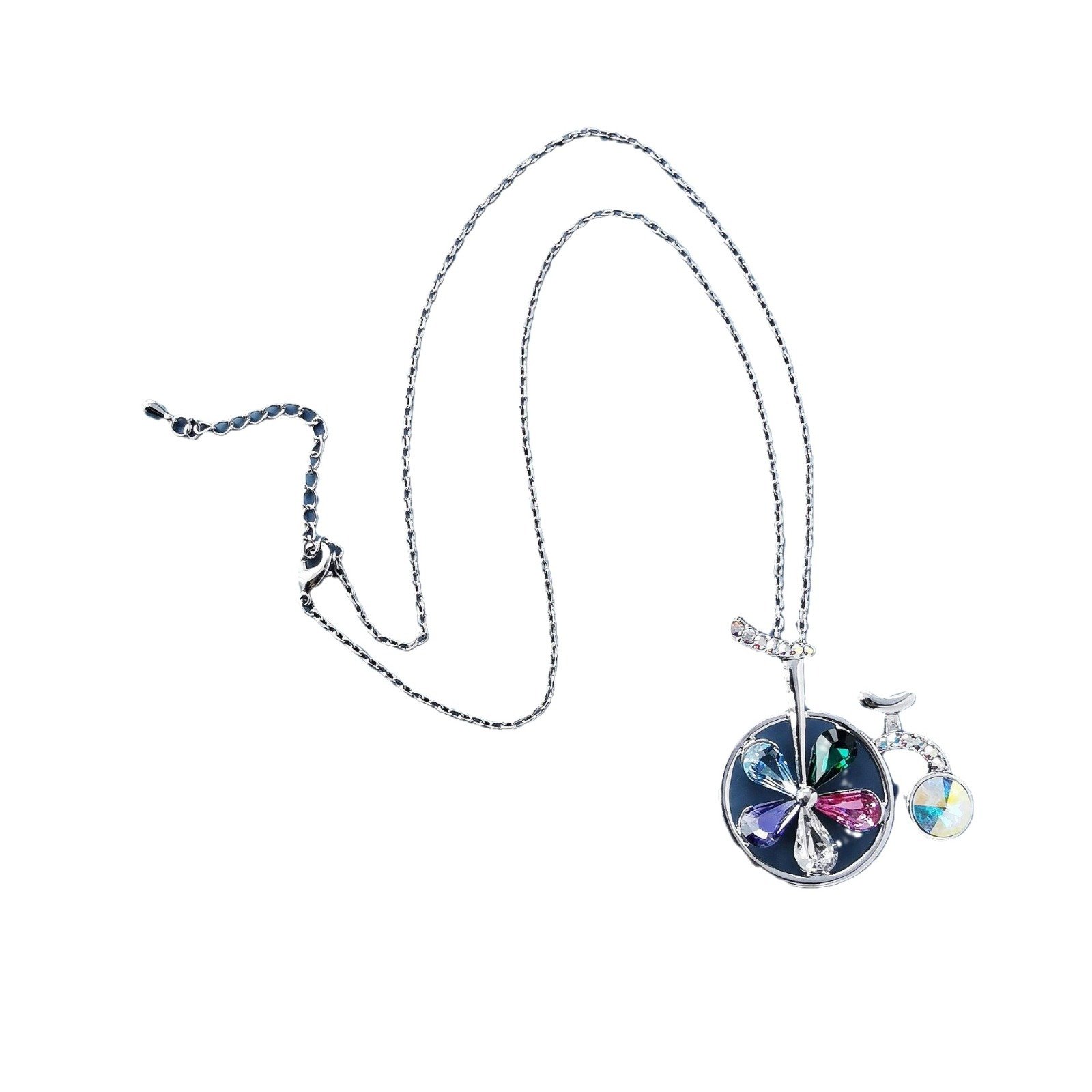 bicycle crystal necklace multicoloured sweet pure tin alloy crystal necklace for women bicycle crystal necklace multicoloured sweet pure tin alloy crystal necklace for women