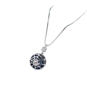 spider pattern crystal necklace european and american retro quirky halloween personalised design spider web pendant necklace