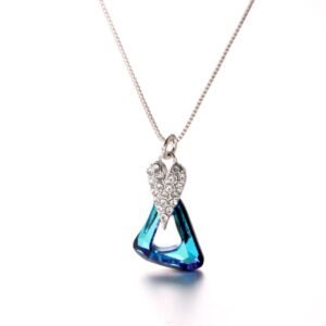 irregular hollow crystal necklace with geometric triangle pendant for women