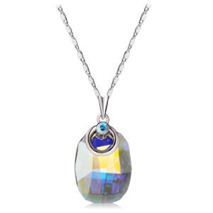geometric colour white crystal necklace for women, non fading iridescent crystal pendant choker