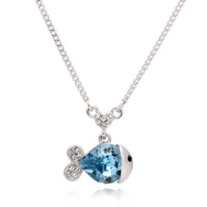 small fish crystal necklace for women, short tropical fish pendant collarbone chain