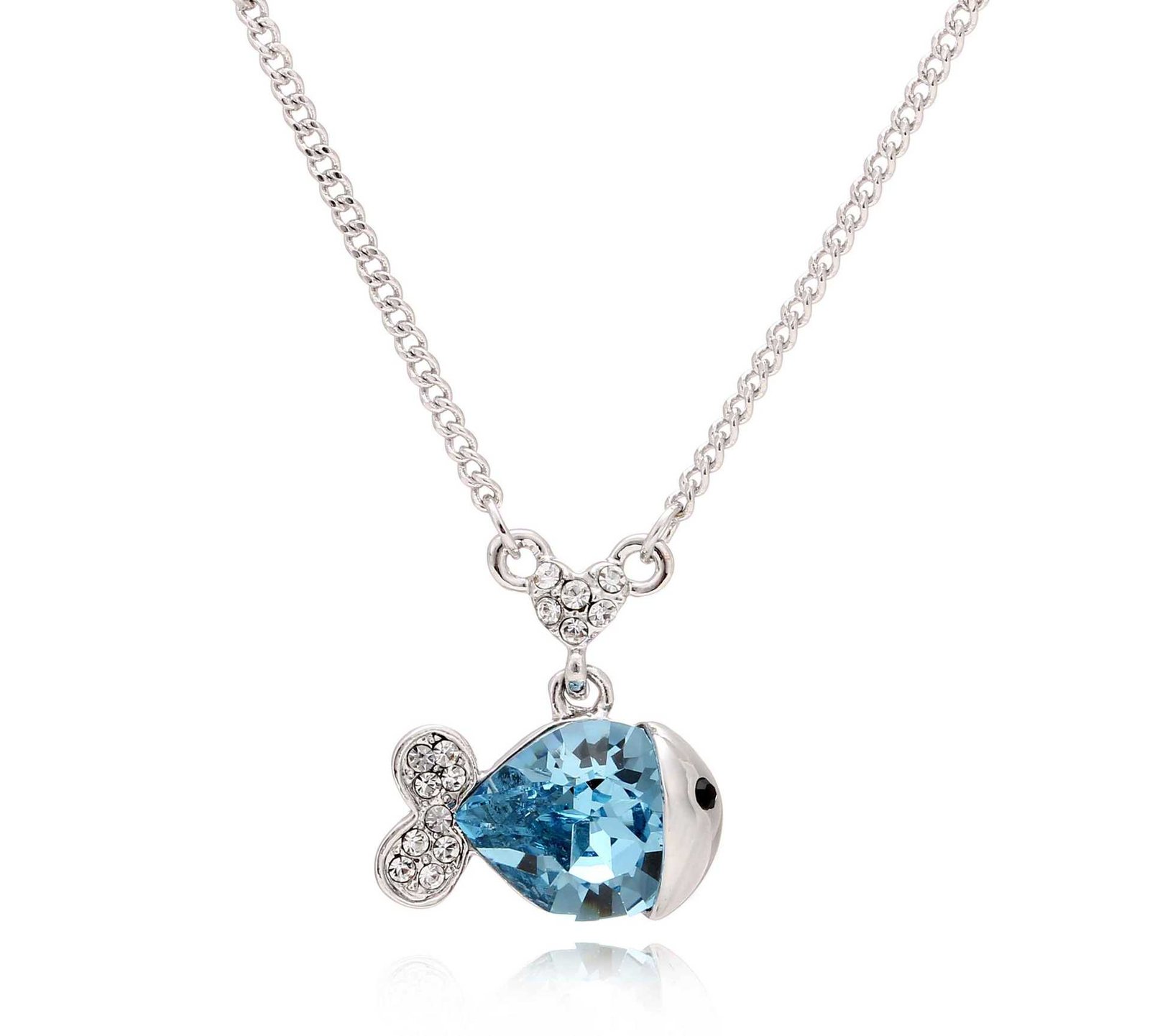 small fish crystal necklace for women, short tropical fish pendant collarbone chain small fish crystal necklace for women, short tropical fish pendant collarbone chain