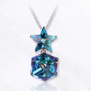 iridescent cube pendant necklace for women, colour fast aurora star necklace