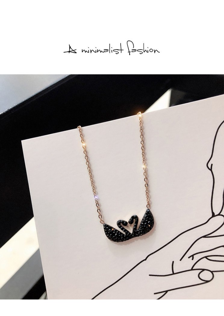 double swan pendant necklace in rose gold, non fading short collarbone chain double swan pendant necklace in rose gold, non fading short collarbone chain