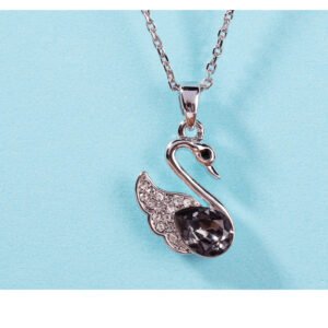 swan night shadow crystal necklace for women swan animal pendant necklace