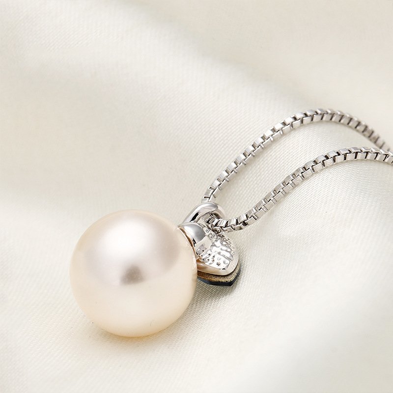 women's pearl pendant necklace with perfectly round high lustre pearls, collarbone chain women's pearl pendant necklace with perfectly round high lustre pearls, collarbone chain