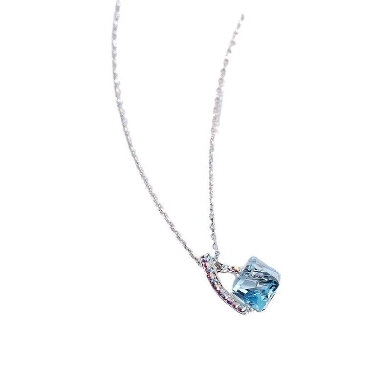 square crystal necklace for women with geometric pendant square crystal necklace for women with geometric pendant