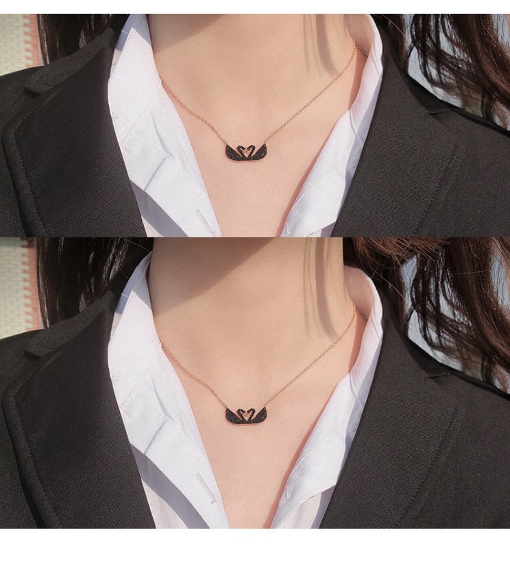 double swan pendant necklace in rose gold, non fading short collarbone chain double swan pendant necklace in rose gold, non fading short collarbone chain