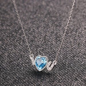 alphabet heart crystal necklace for women valentine's day sweet collarbone chain