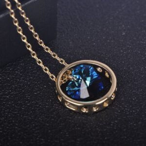 circular heart crystal necklace for women with austrian crystal collarbone chain