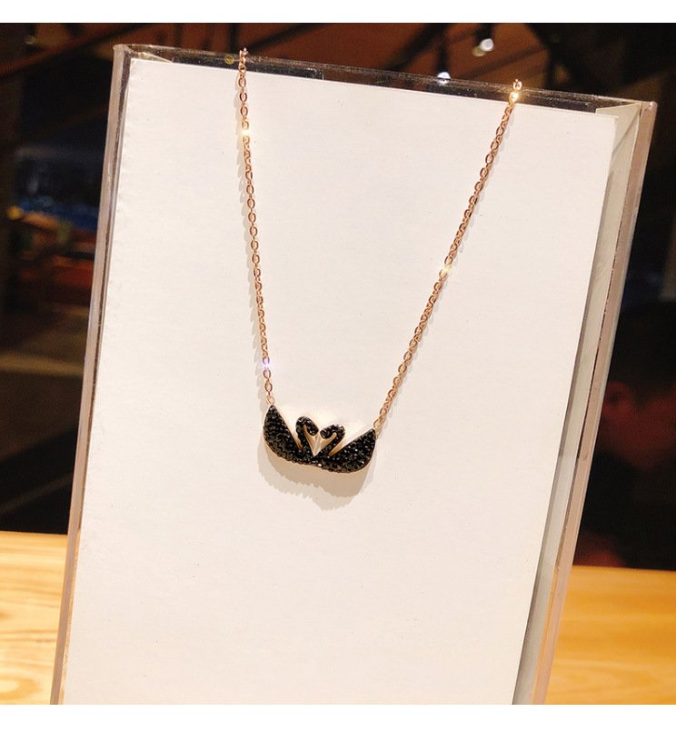 double swan pendant necklace in rose gold, non fading short collarbone chain double swan pendant necklace in rose gold, non fading short collarbone chain