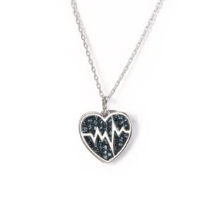 ecg crystal necklace for women heart pendant clavicle chain