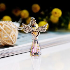 angel wing rhombus crystal necklace colourful and white crystal necklace