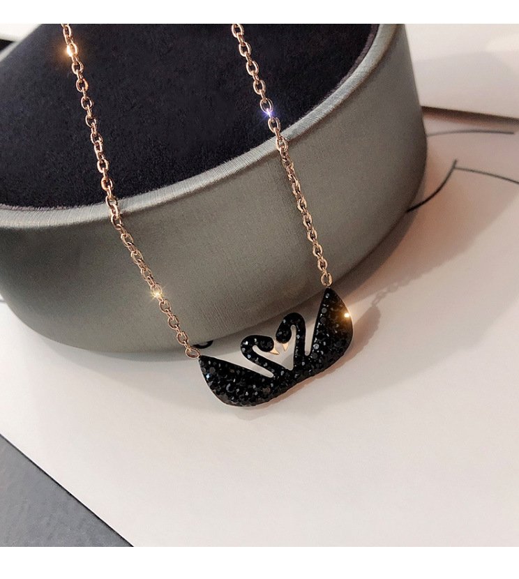 double swan pendant necklace in rose gold, non fading short collarbone chain double swan pendant necklace in rose gold, non fading short collarbone chain