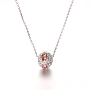 full diamond crystal necklace for women with multicoloured austrian crystal pendant