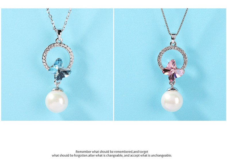 crystal butterfly necklace for women, colourfast, pearl pendant necklace crystal butterfly necklace for women, colourfast, pearl pendant necklace