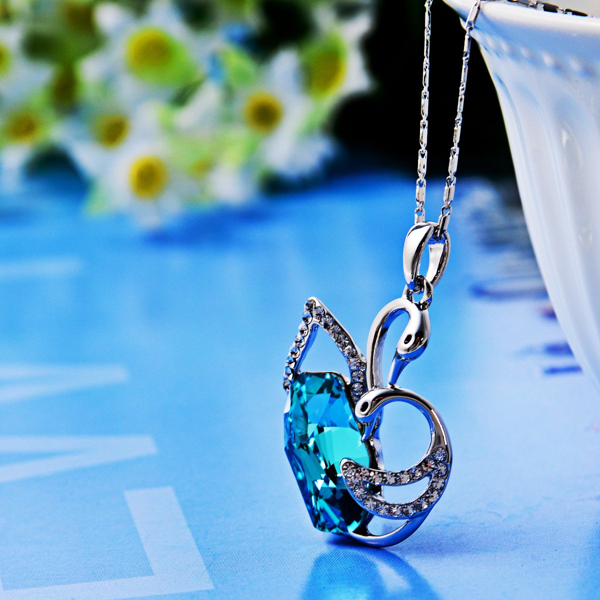 double swan crystal necklace austrian element crystal swan pendant double swan crystal necklace austrian element crystal swan pendant