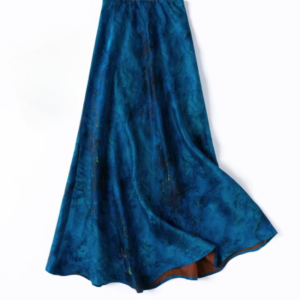 large flare silk floral organza fishtail skirt with extended bias cut, slim fit mulberry silk blue dress half skirt