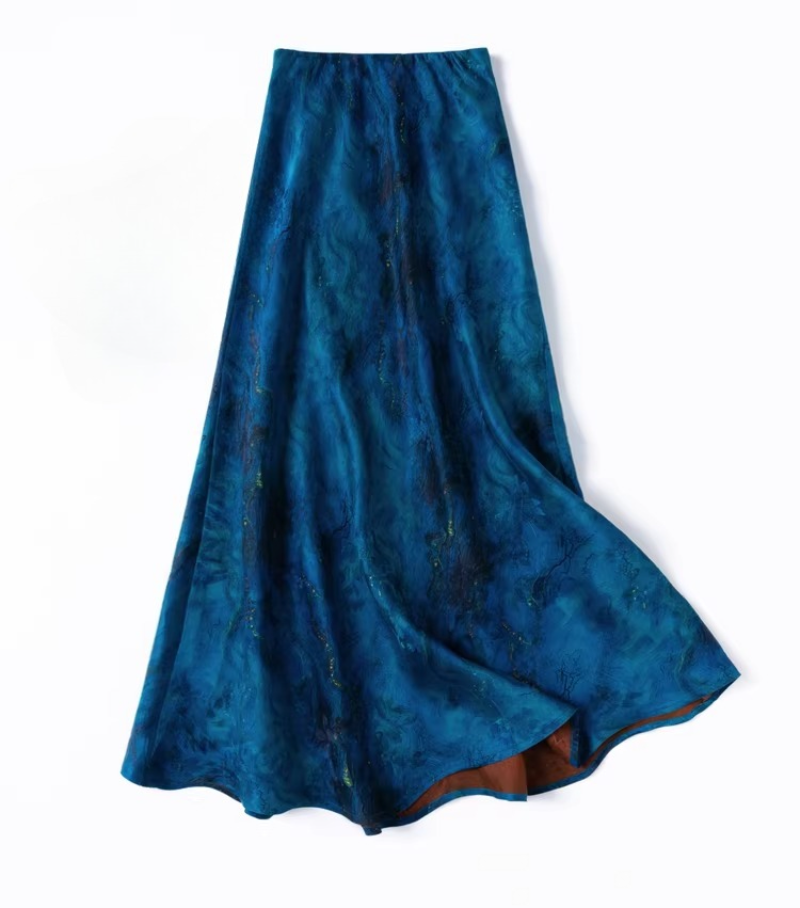 large flare silk floral organza fishtail skirt with extended bias cut, slim fit mulberry silk blue dress half skirt large flare silk floral organza fishtail skirt with extended bias cut, slim fit mulberry silk blue dress half skirt