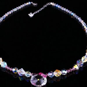 cute owl necklace, austrian crystal, colourful pink necklace