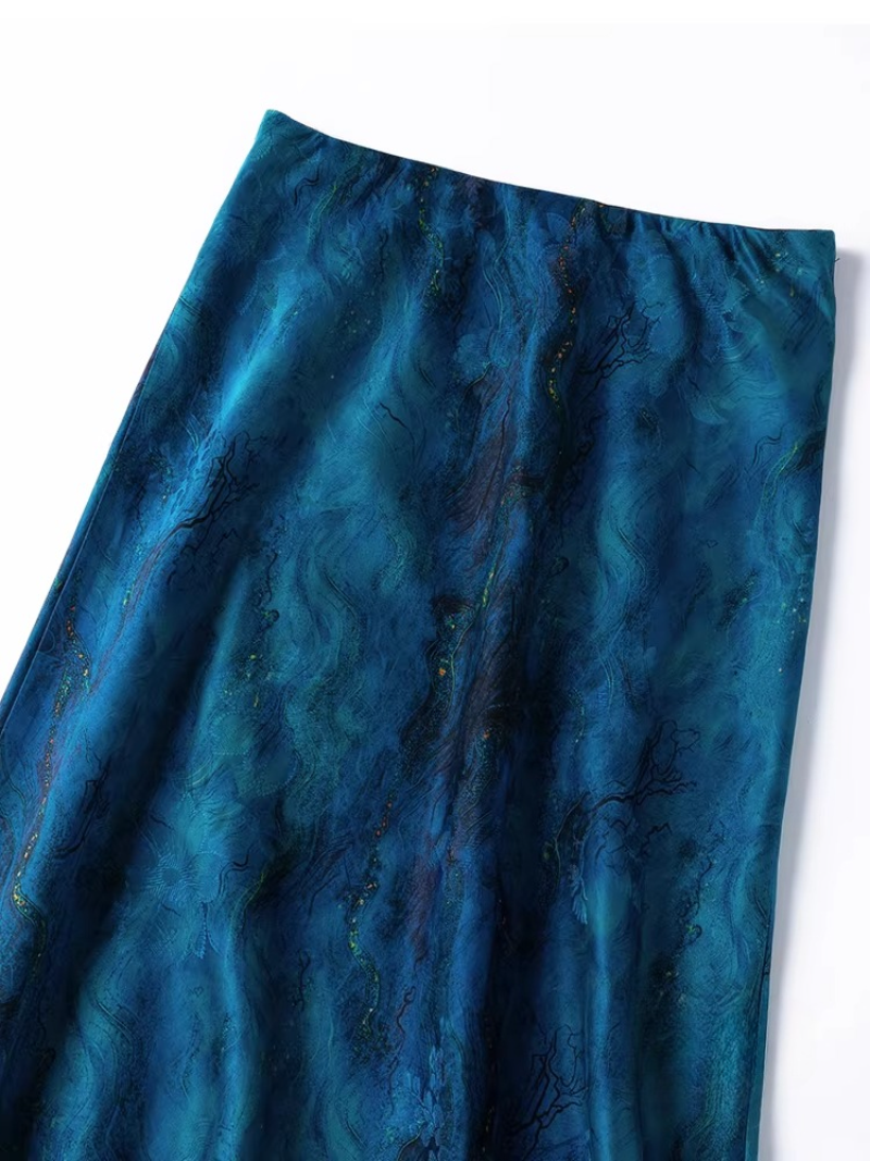 large flare silk floral organza fishtail skirt with extended bias cut, slim fit mulberry silk blue dress half skirt large flare silk floral organza fishtail skirt with extended bias cut, slim fit mulberry silk blue dress half skirt
