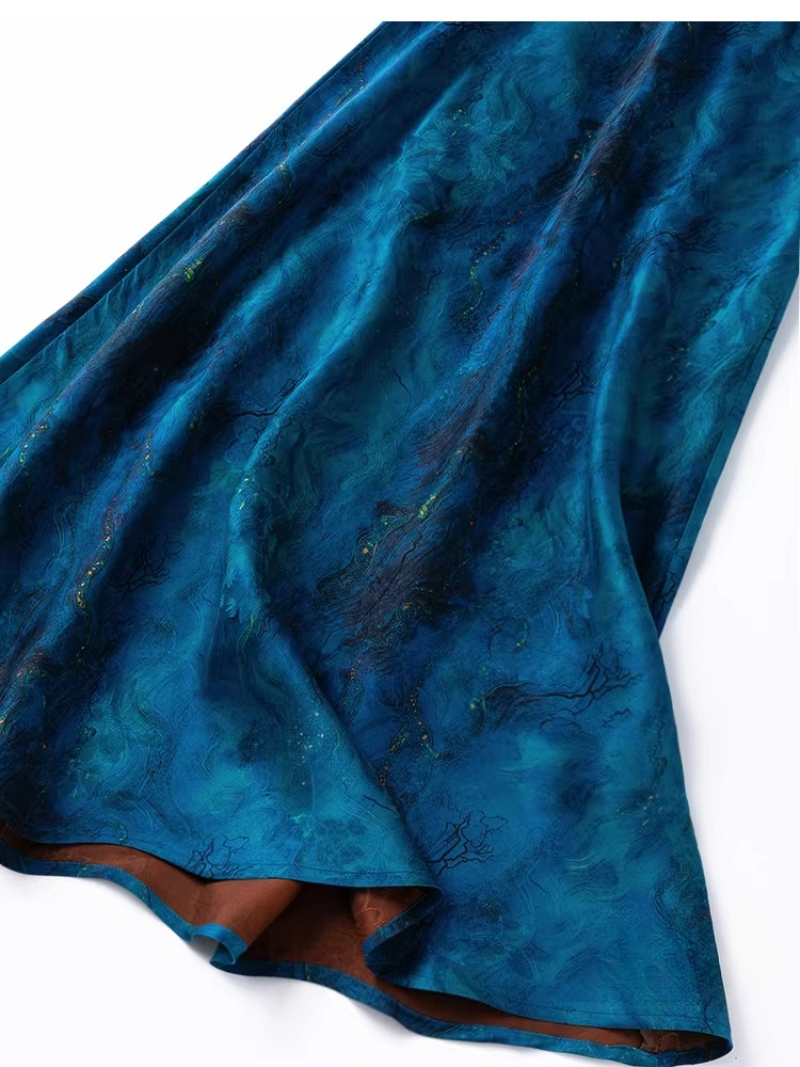 large flare silk floral organza fishtail skirt with extended bias cut, slim fit mulberry silk blue dress half skirt large flare silk floral organza fishtail skirt with extended bias cut, slim fit mulberry silk blue dress half skirt