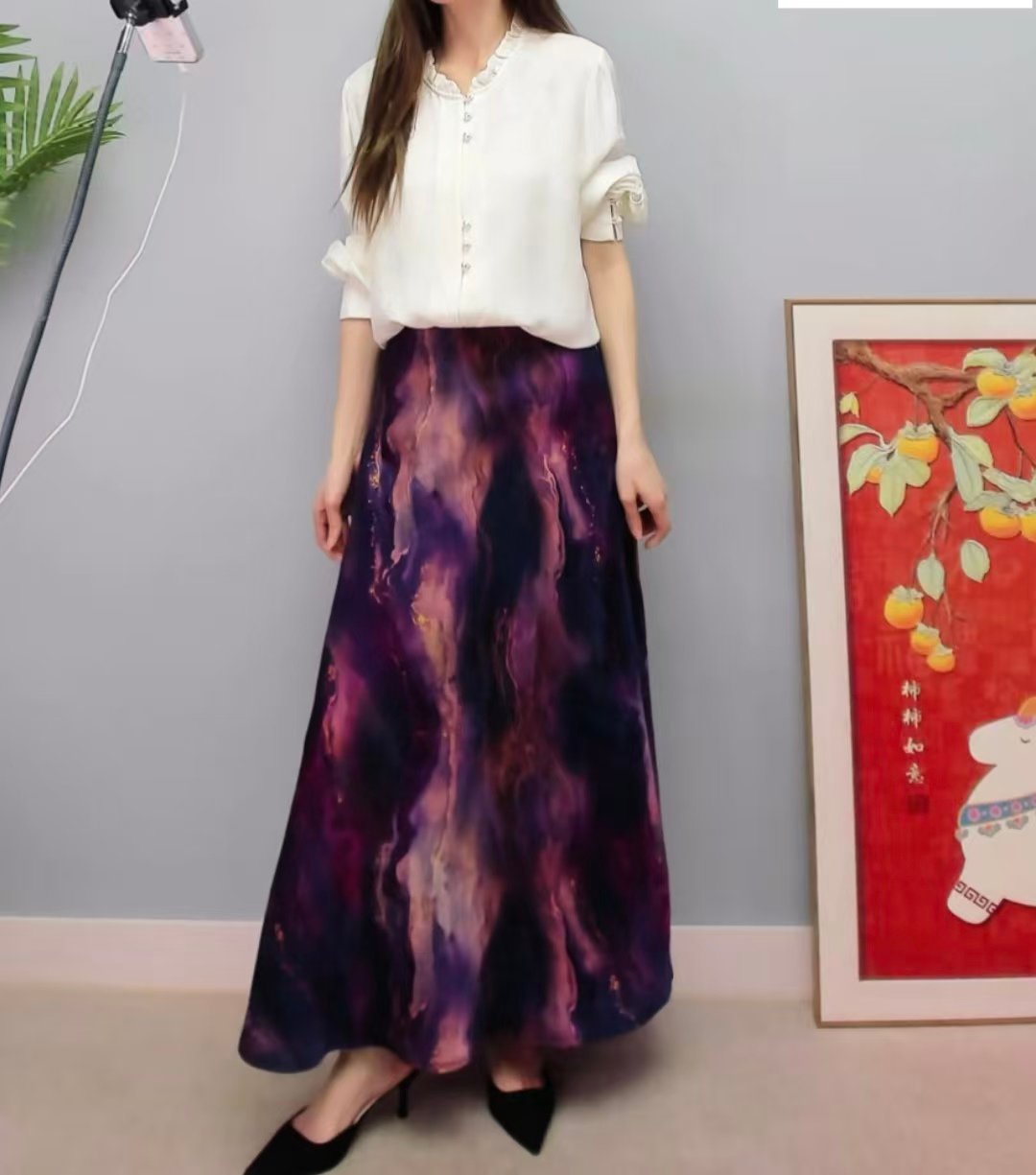 large flared silk floral organza fish tail skirt, gradient lengthened oblique cut slim fit mulberry silk formal skirt for spring (复制) large flared silk floral organza fish tail skirt, gradient lengthened oblique cut slim fit mulberry silk formal skirt for spring (复制)