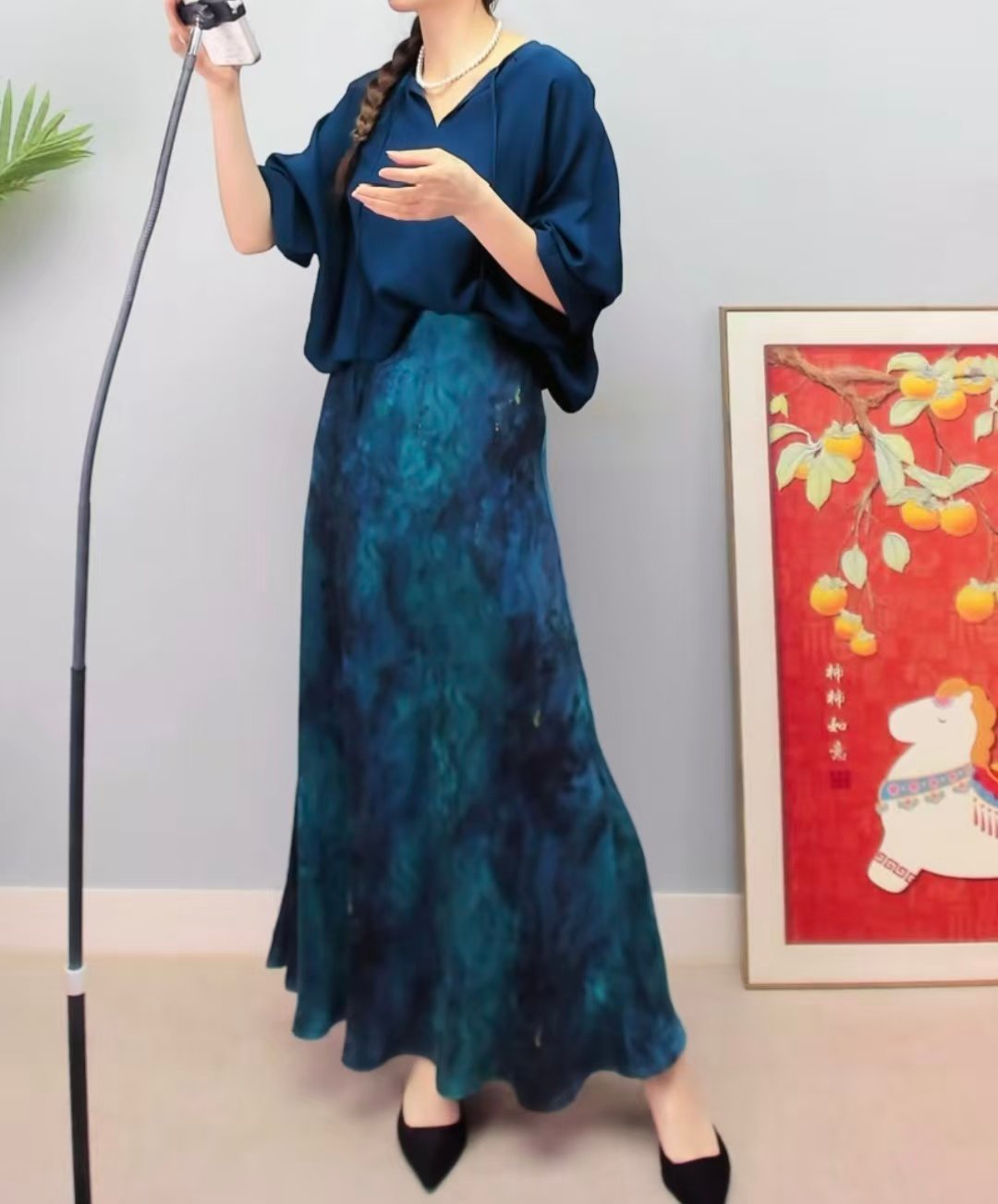 large flare silk floral organza fishtail skirt with extended bias cut, slim fit mulberry silk blue dress half skirt large flare silk floral organza fishtail skirt with extended bias cut, slim fit mulberry silk blue dress half skirt